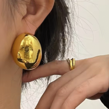 Big Oval Stud Earrings