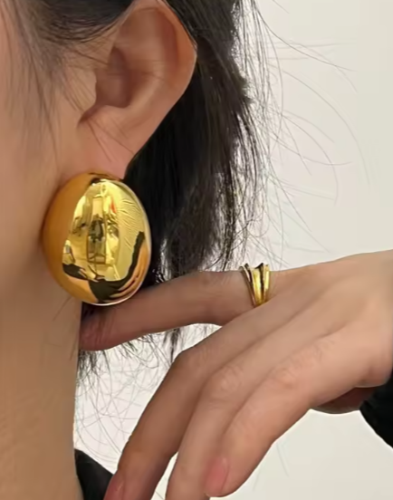 Big Oval Stud Earrings - Image 2