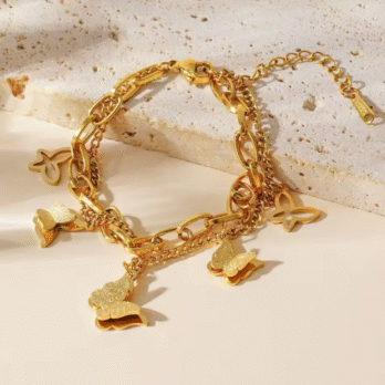 Punk Butterfly Pendant Bracelet