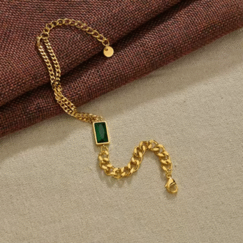 Emerald Zircon Double European Style Collarbone Bracelet