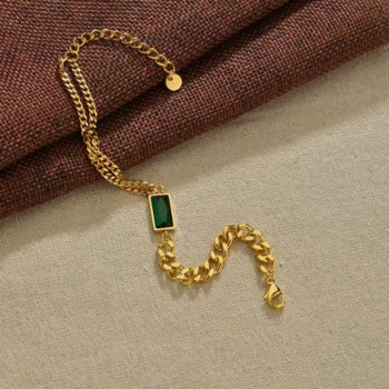 Emerald Zircon Double European Style Collarbone Bracelet