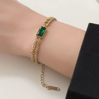 Emerald Zircon Double European Style Collarbone Bracelet