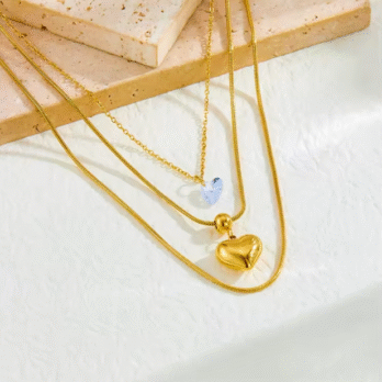 Three-layer Zircon love Pendant Necklace
