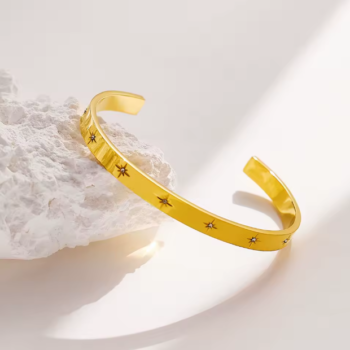 North Star Zircon Wide Open Cuff Bangle